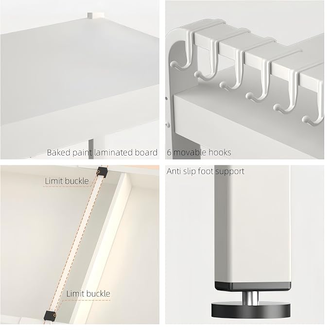Expandable Microwave Oven Rack Kitchen Counter Storage Shelf with 6 Hooks | The Orbit