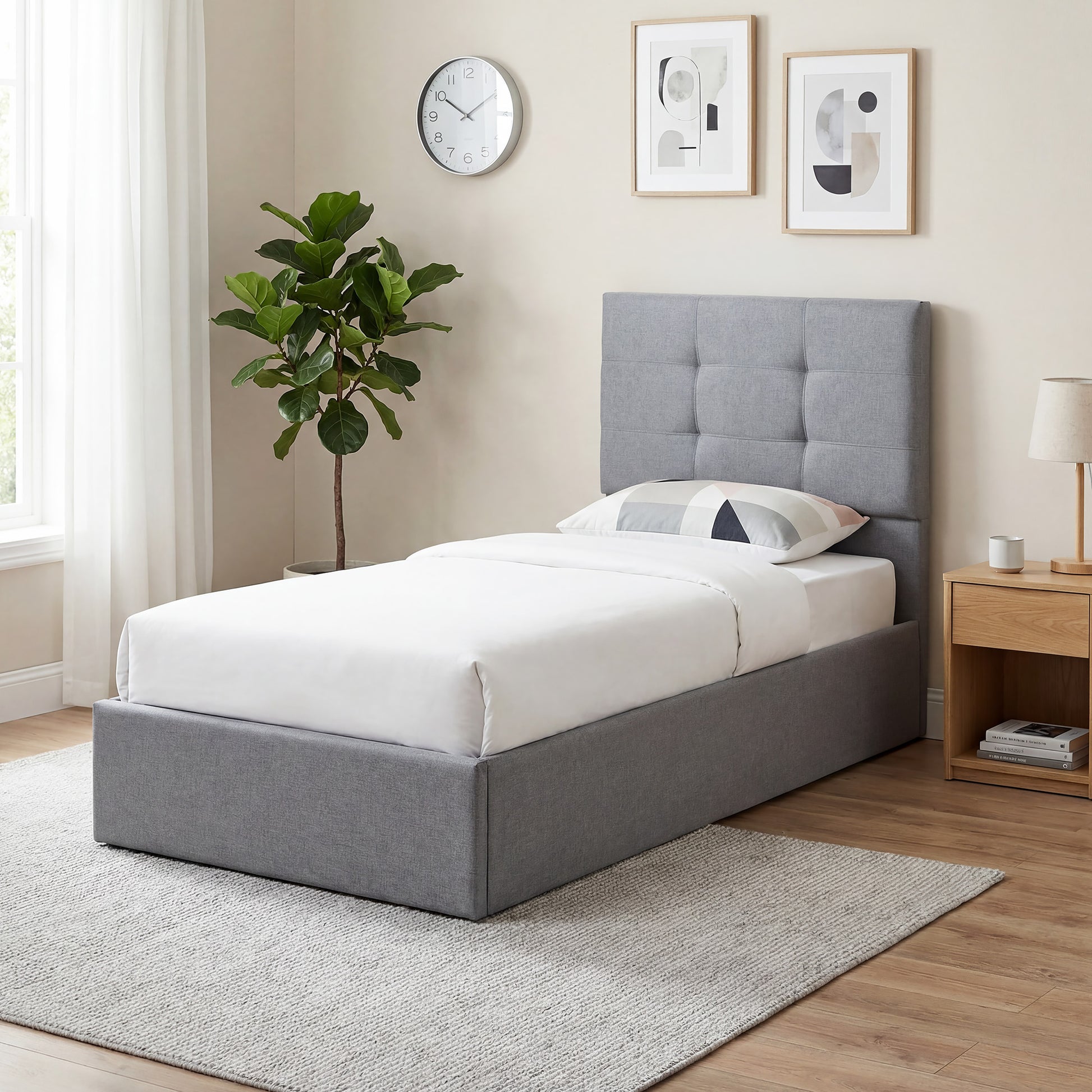 Upholstered Ottoman Bed Frame with Gas Lift Storage | The Haven Lift