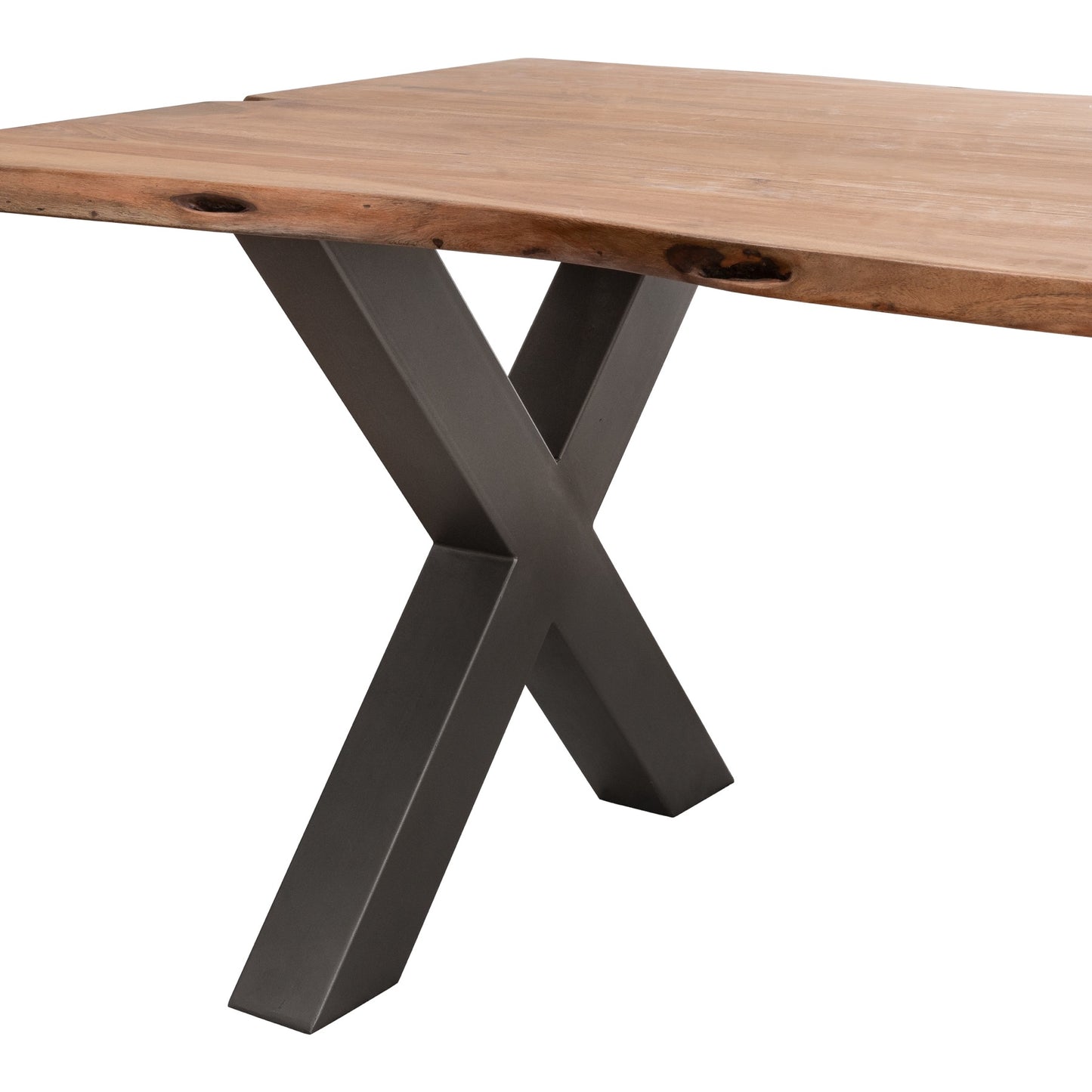 Live Edge Dining Table Black and Brown Acacia Wood