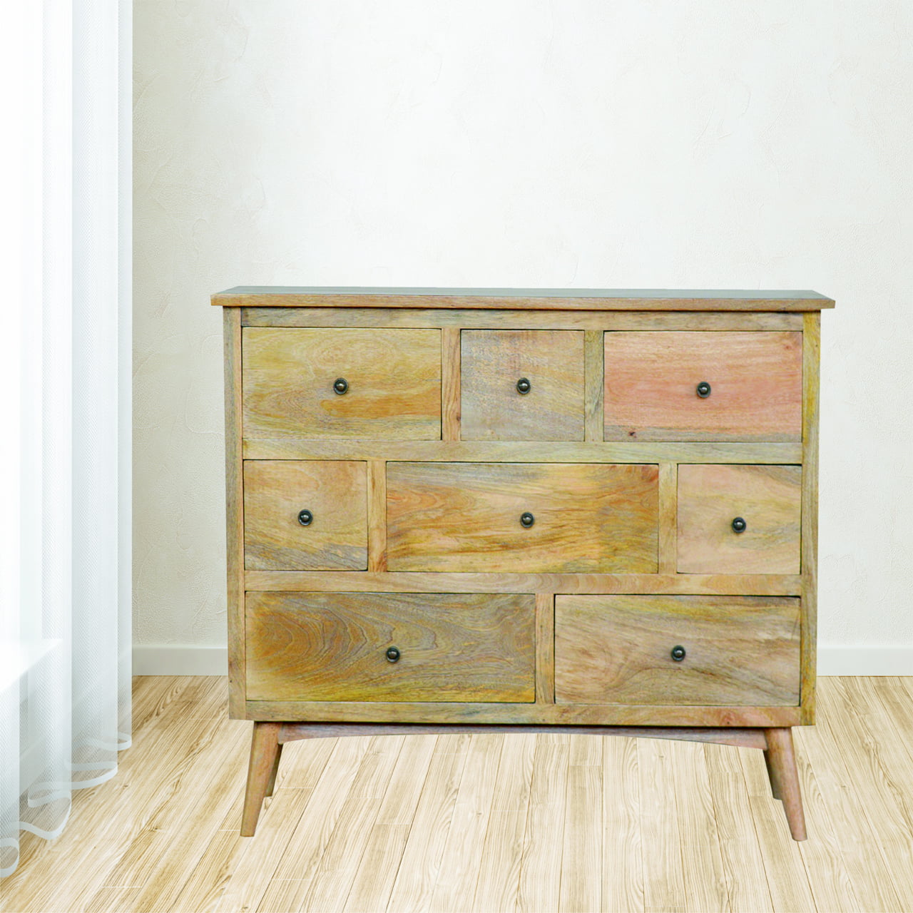 Oak-ish Solid Wood 8 Drawer Chest