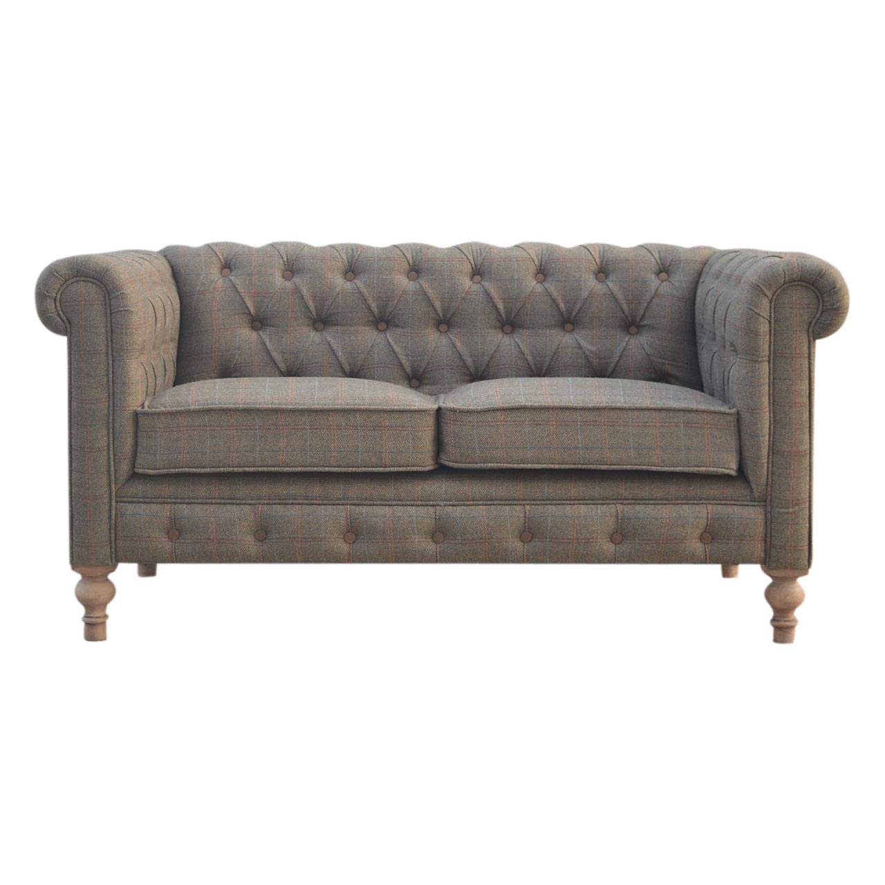 Multi Tweed 2 Seater Chesterfield Sofa